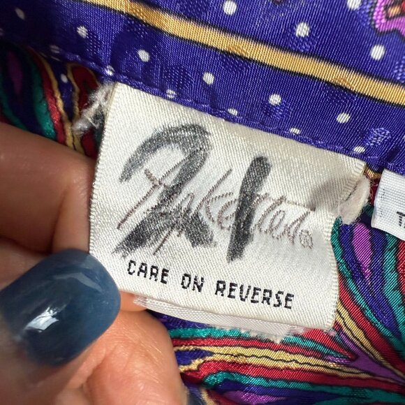 Pykettes Polka Dot Floral Print Button Front Shirt Top Womens 21 Blue Colorful - Picture 5 of 6